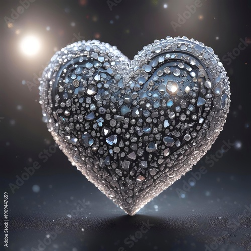 Wallpaper Mural Heart shape made of sparkling diamonds on dark gradient background, luxury romantic theme, glitter particles Torontodigital.ca