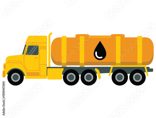 Oil truck flat clipart vector illustration isolated design element suitable for fuel transport energy industry logistics petroleum service and industrial themed visuals