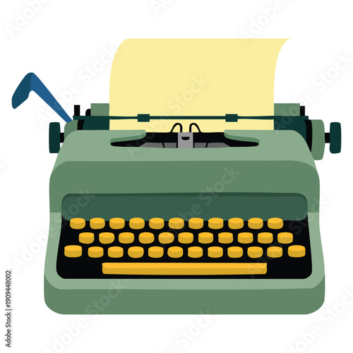 Old typewriter icon flat illustration for web design ideal for vintage writing journalism retro office equipment and classic typography themed visual projects