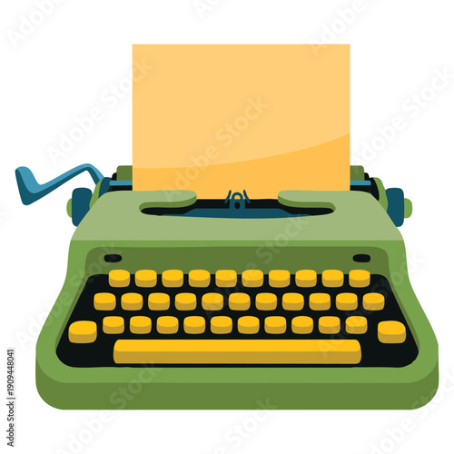 Old typewriter icon in flat illustration style perfect for web design vintage writing journalism storytelling and classic editorial concept visuals