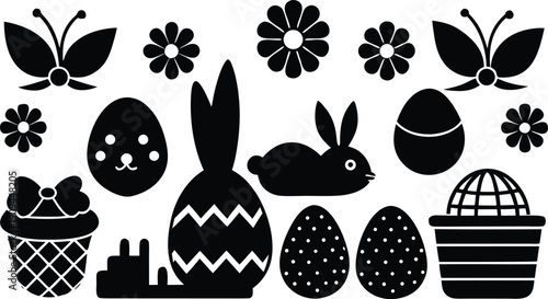 Easter silhouette illustration isolated on transparent background, Vector, illustration