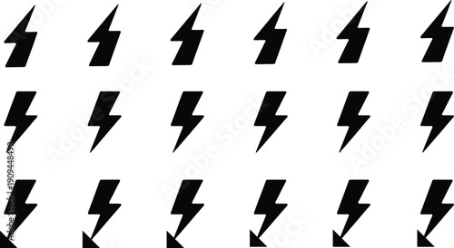 A repeating pattern of black lightning bolts against a stark white background fills the entire frame high-quality professional detailed modern
