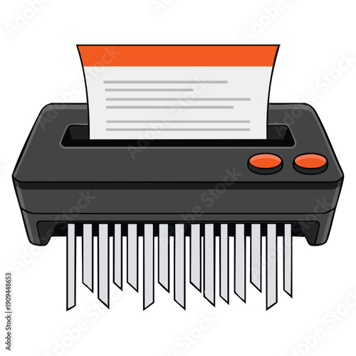 Paper shredder icon in flat illustration style isolated on white background suitable for office equipment privacy security and document management concepts