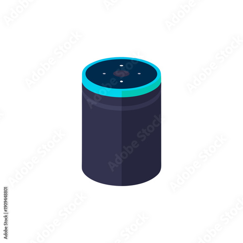 Isometric view of a smart home assistant on transparent background