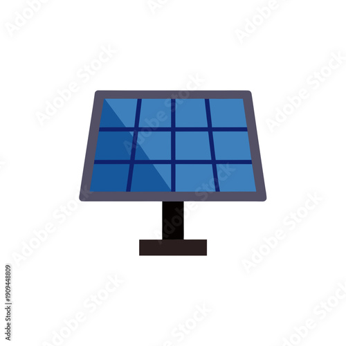 Illustration of a blue solar panel system on transparent background