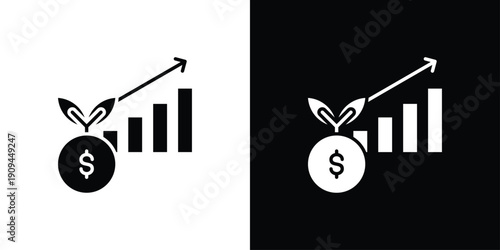 Growth Icon Sheet Multiple Style Collection Isolated Vector