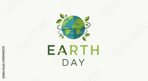 Celebrating Earth Day with a Green Planet and Lush Foliage Design for Environmental Awareness and Sustainability Campaigns
