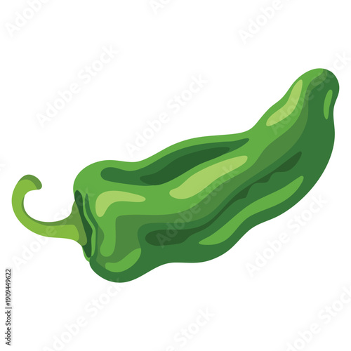Pod of green hot chili pepper cartoon vector graphic illustration ideal for food spice ingredient kitchen design playful vegetable artwork and culinary visuals