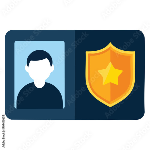 Policeman wallet icon flat illustration vector isolated on white background suitable for law enforcement finance security service interface and official authority themed designs