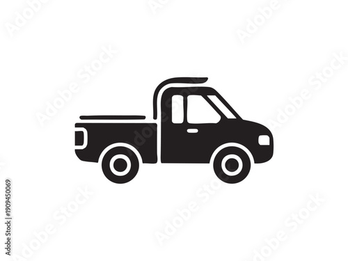 Pickup Truck Side View Black Silhouette Vector