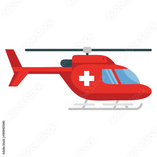 Rescue helicopter icon in flat vector style representing air ambulance medical emergency isolated perfect for healthcare safety and emergency response graphics