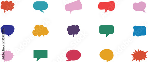 set of colorful speech bubbles