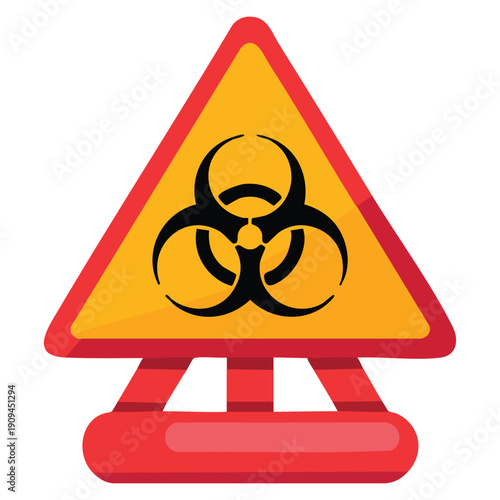Road sign vector illustration style featuring a radioactive symbol ideal for hazard warning industrial safety danger zones and radiation alert visuals