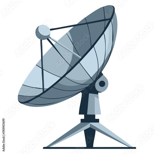 Satellite dish parabolic antenna isolated vector illustration designed for telecom technology signal reception broadcasting and communication themed artwork