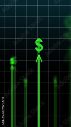 Successful Business Concept - Arrows with Dollars - Vertical