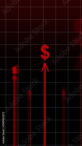 Bankruptcy Business Concept - Arrows with Dollars - Vertical
