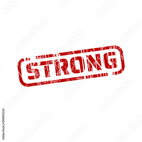 Strong rectangular red rubber stamp with grunge texture, vector illustration