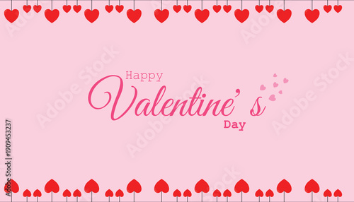 Vector illustration template for a typographic “Happy Valentine's Day” greeting card with a red heart in a flat design style. February 14, romantic, love, wallpaper, brochure, invitation, sticker.