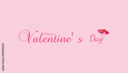 Vector illustration template for a typographic “Happy Valentine's Day” greeting card with a red heart in a flat design style. February 14, romantic, love, wallpaper, brochure, invitation, sticker.
