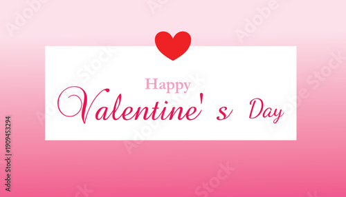 Vector illustration template for a typographic “Happy Valentine's Day” greeting card with a red heart in a flat design style. February 14, romantic, love, wallpaper, brochure, invitation, sticker.