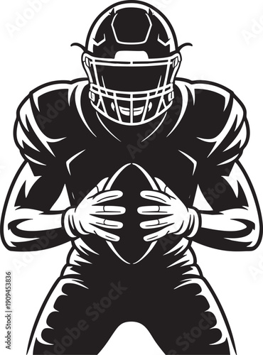 American football player silhouette with ball, representing sport, game, and athletic competition in action stance