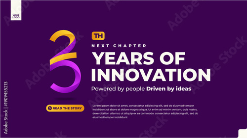 25th anniversary colorful gradient corporate banner on dark background with modern minimal number