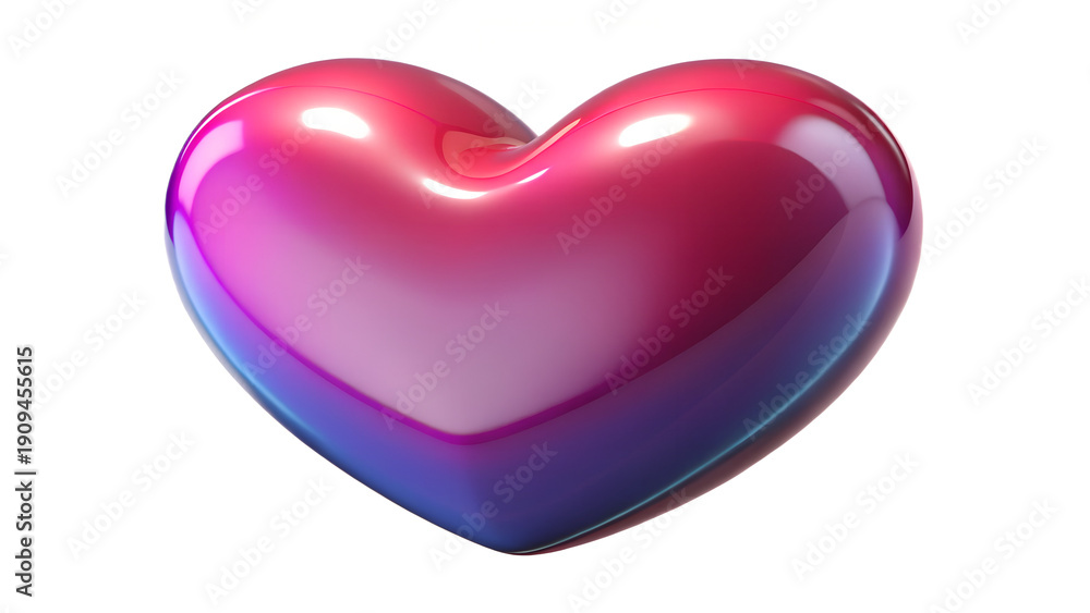 Obraz premium Glossy Plastic 3D Heart Icon for Love and Social Media Design