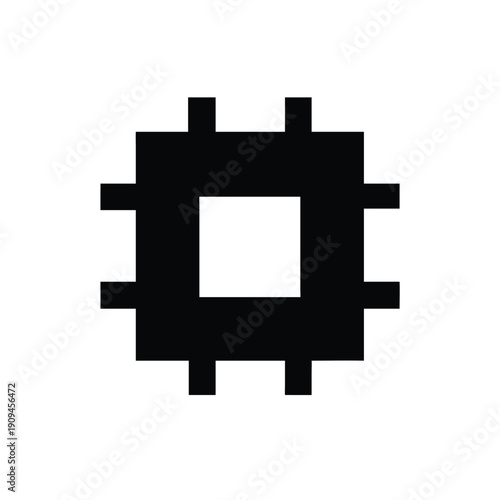 Microchip Silhouette, Technology Chip Icon, CPU Vector, Circuit Board Design, High-Tech Chip Graphic