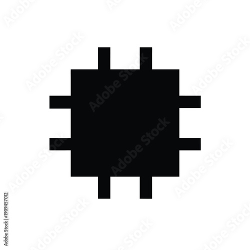 Microchip Silhouette, Technology Chip Icon, CPU Vector, Circuit Board Design, High-Tech Chip Graphic