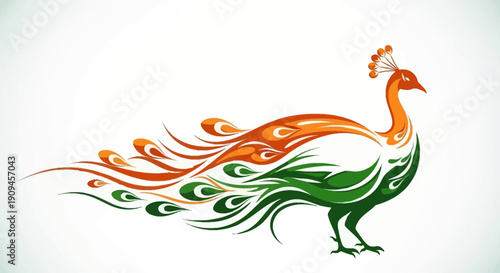 Vibrant Peacock Illustration with Flowing Feathers and Cultural Significance