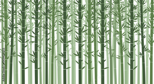 Dense background featuring vertical green bamboo stalks and leaves for a calm and natural asian inspired design aesthetic.