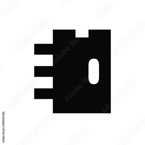 Microchip Silhouette, Technology Chip Icon, CPU Vector, Circuit Board Design, High-Tech Chip Graphic