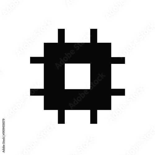 Microchip Silhouette, Technology Chip Icon, CPU Vector, Circuit Board Design, High-Tech Chip Graphic