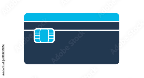 Vector credit card icon, navy blue and light blue, chip card, payment symbol, for website or app, overlay effect, Isolated, png isolated on White Background