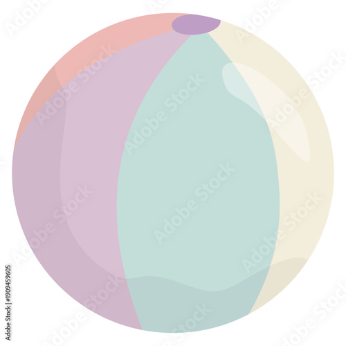 Pastel Beach Ball Toy Isolated, Soft Color Sphere For Nursery Playtime, Baby Party Decor Prop Object