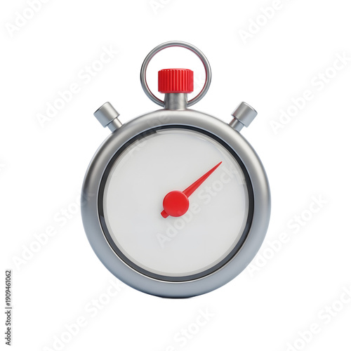 A stopwatch with red accents on white background.