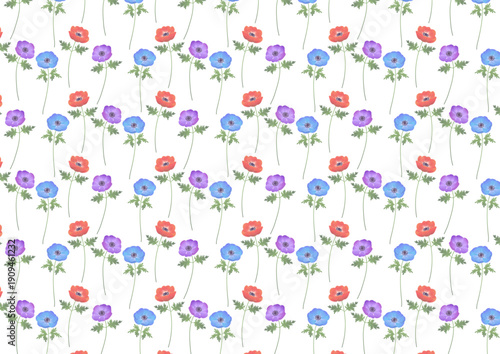 アネモネのシームレスパターン