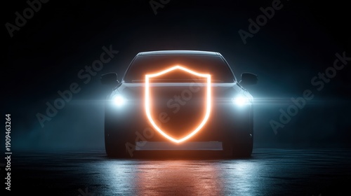 Wallpaper Mural Car with illuminated shield icon safety concept Torontodigital.ca