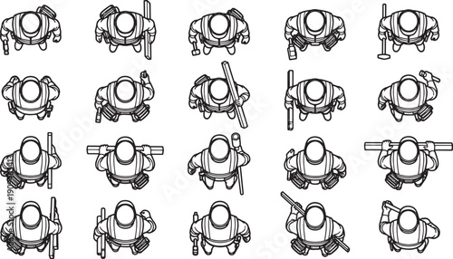 Overhead illustration of diverse individuals, each with unique tool or item in hand, creating a visually engaging composition. 