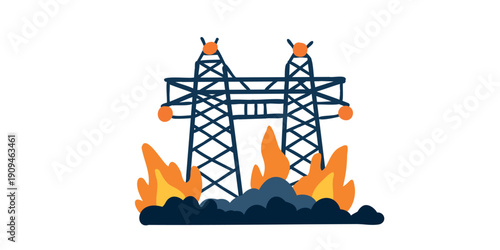 energy distribution system affected by uncontrolled flames