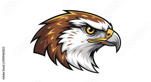 Illustration of a majestic eagle head in profile showcasing sharp talons and piercing gaze