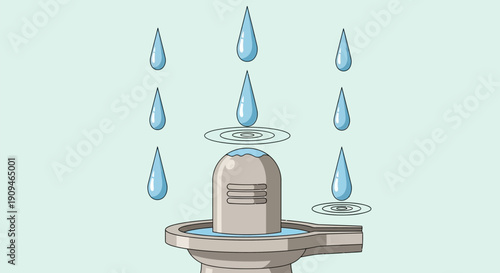 Hindu Shivling with Water Droplets Illustration.