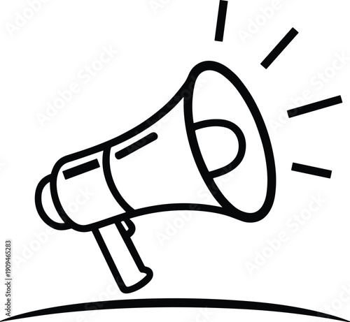 Black and white of a megaphone with lines symbol communication