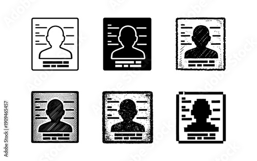 Collection of diverse mugshot icons representing different styles and artistic interpretations