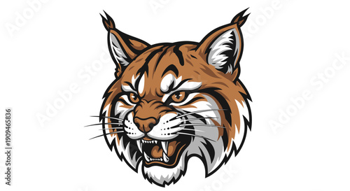 Fierce Tiger Illustration Showing Detailed Facial Features and Expressions from a Front View