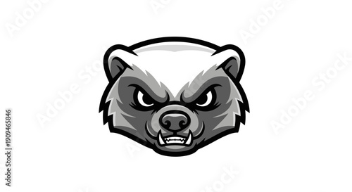 A menacing cartoon badger head illustration with an angry expression and sharp teeth against a plain background