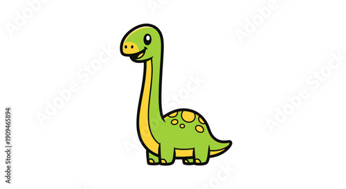Cartoon dinosaur standing alone in a simple illustration, viewed from the side with a neutral expression