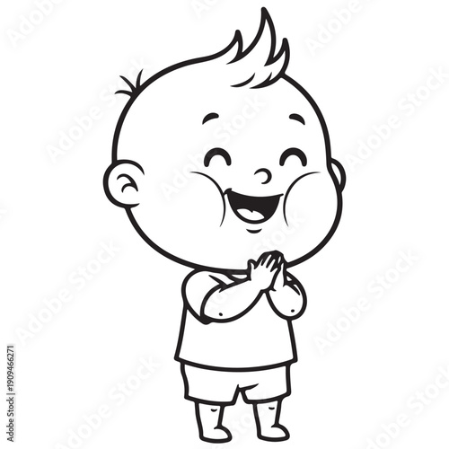 Adorable Baby with Chubby Cheeks and Hands Together