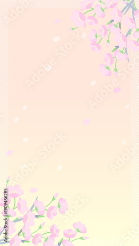 桜のイラストの春のセールバナー背景（パステルカラー・縦型）