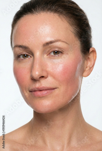 Wallpaper Mural Close up portrait of woman face showing mild redness and erythema immediately after professional laser or chemical peel. Torontodigital.ca